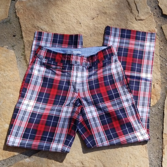 tommy hilfiger red plaid pants